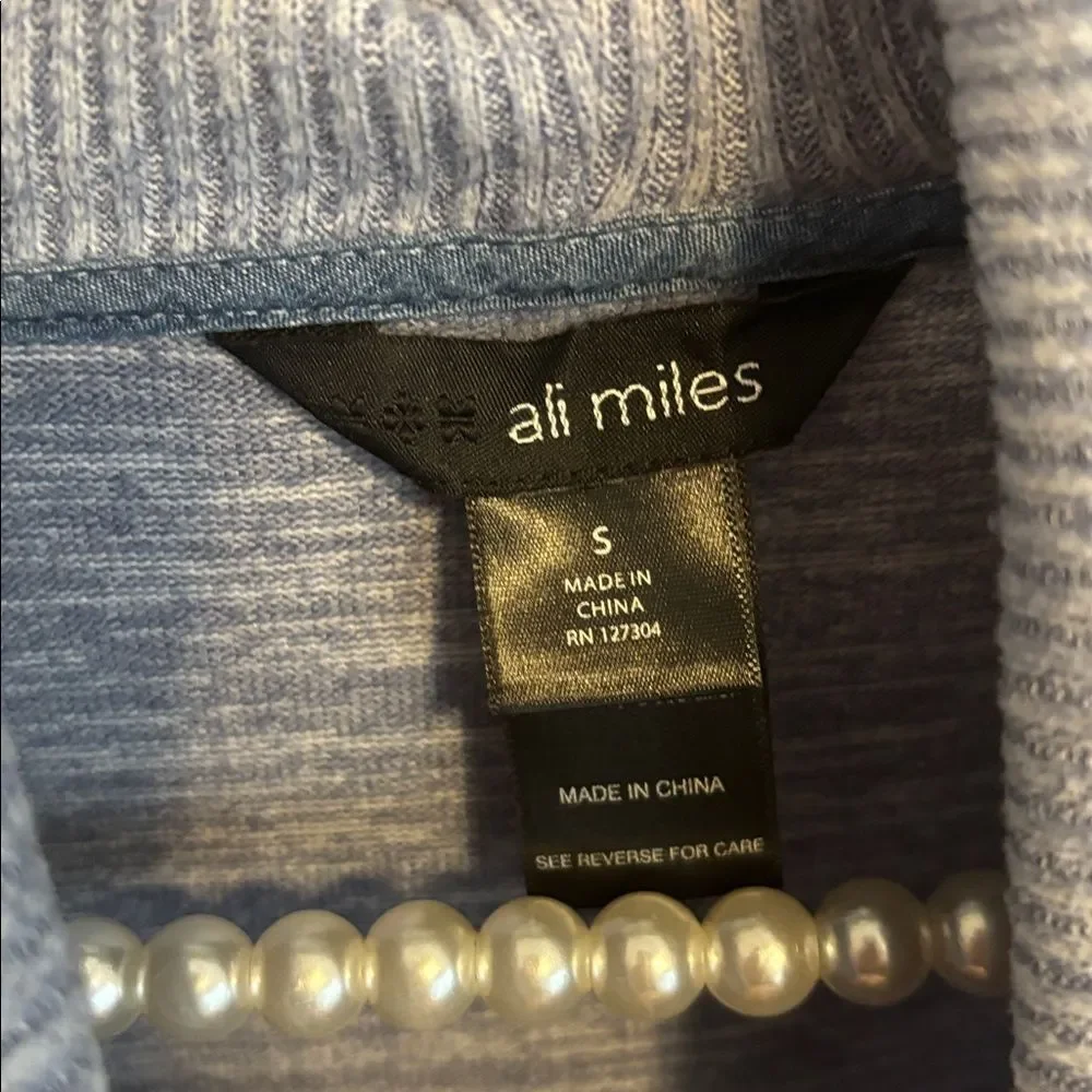 Ali Miles Heathered Blue Cowl Neck light weight Sweater size small